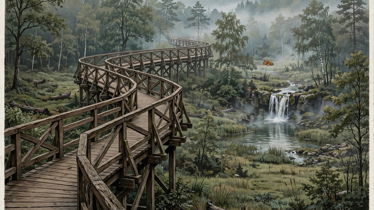 Yorkshire Wildlife Park tiger enclosure illustration with raised walkway