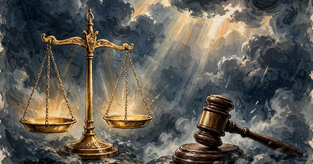 Symbolic illustration of the scales of justice in the Meerut blue drum murder trial (LB Daily News)