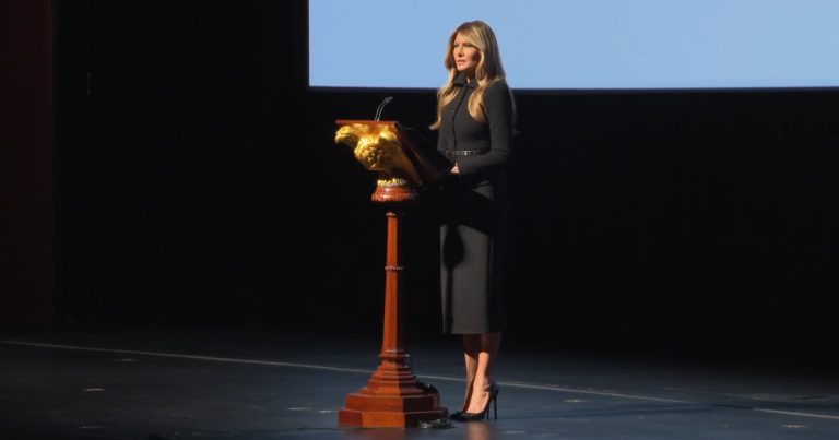 Melania Trump at a White House screening event in 2026 — Melania Trump pushed the women's health executive order that President Trump signed in the Rose Garden