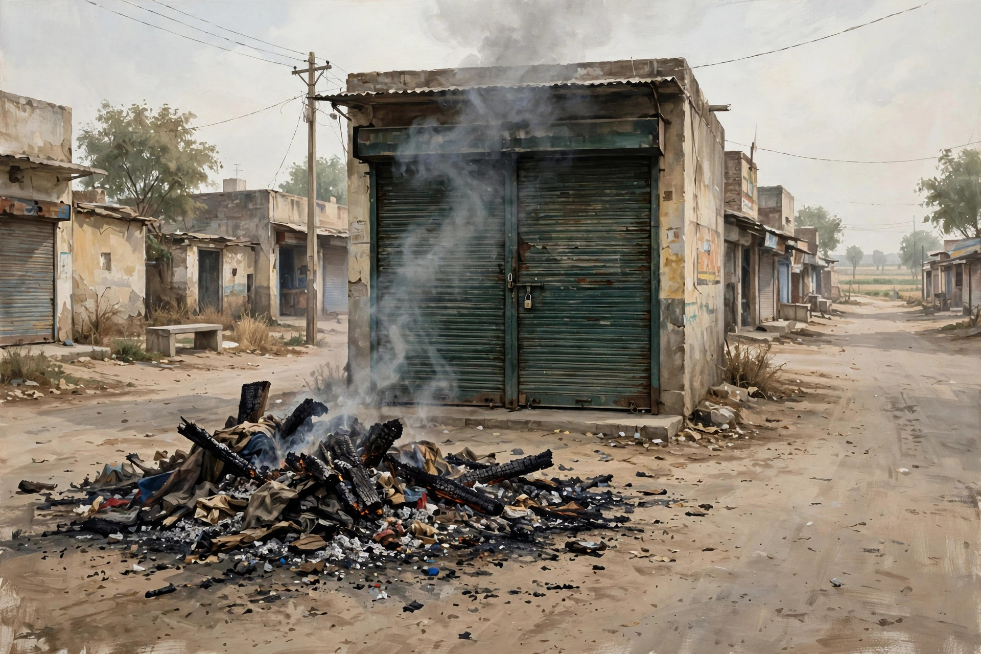 Symbolic illustration of the burnt medical store in Mansa, Punjab (LB Daily News)