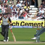 Shahid Afridi bowling for Pakistan at The Oval in 2009